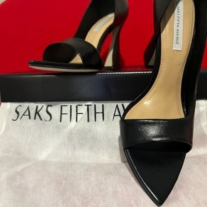 NIB Saks Fifth Avenue Leather Peep Toe Heels
